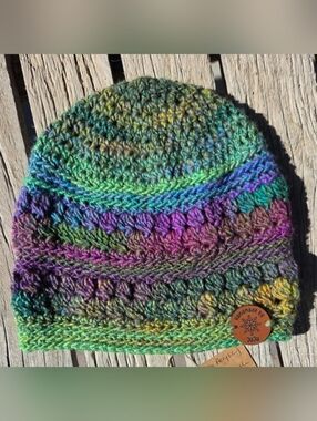Artisan Handmade Crochet "Mardi Gras Parade" Beanie Hat